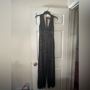 Lulu's Black and Nude Lace Jumpsuit